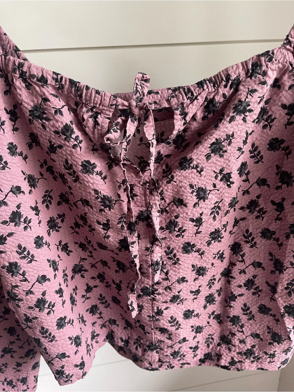 Madewell Purple Floral Square-Neck Puff Sleeve Blouse